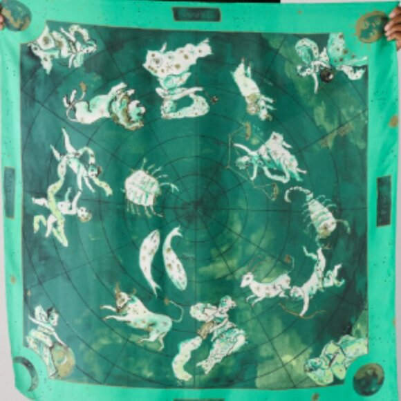 DVF (NWT) Zodiac Flag Silk Scarf Color, Zodiac Earth - Picture 4 of 7